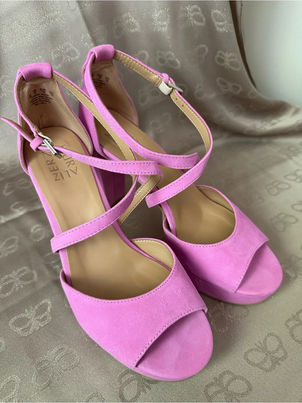Naturalizer Pink Suede Platform Heel Sandals